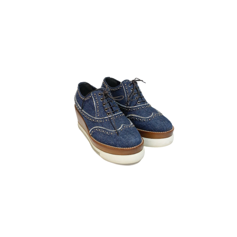 Miu Miu Oxford Denim Wedges