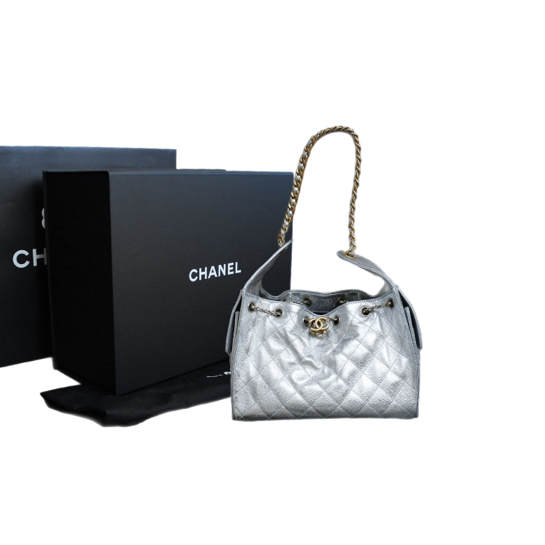 Chanel 25 Silver Handbag