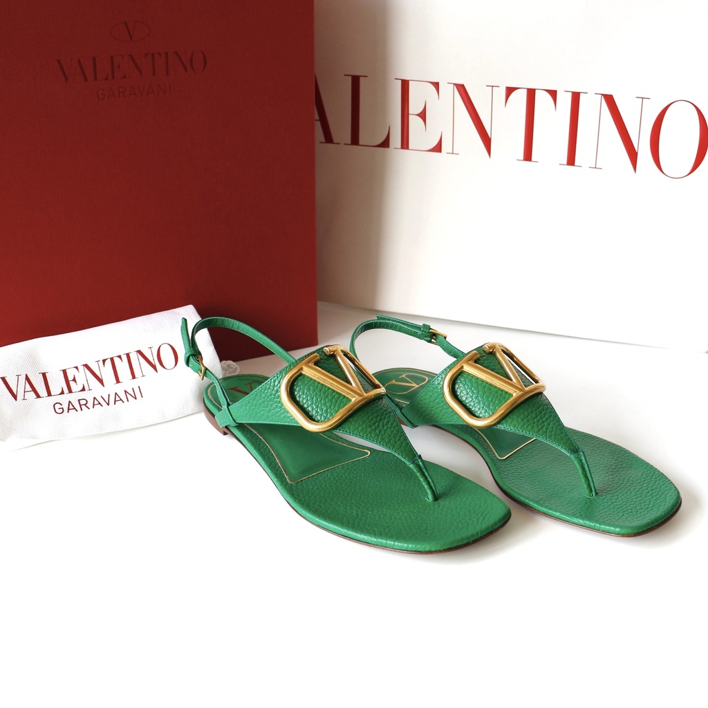 Valentino Vlogo Green Sandals