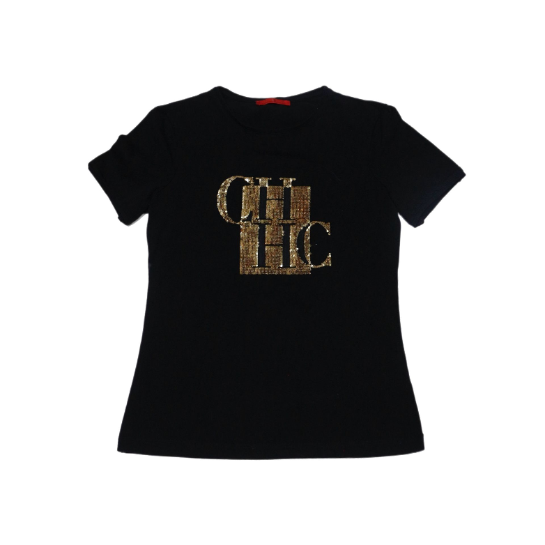 Carolina Herrera Black & Gold Sequins T-Shirt