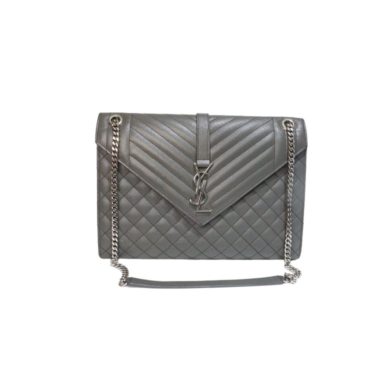 Saint Laurent Grey Envelope Medium Bag