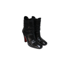 Louboutin Black Leather Studded Boots