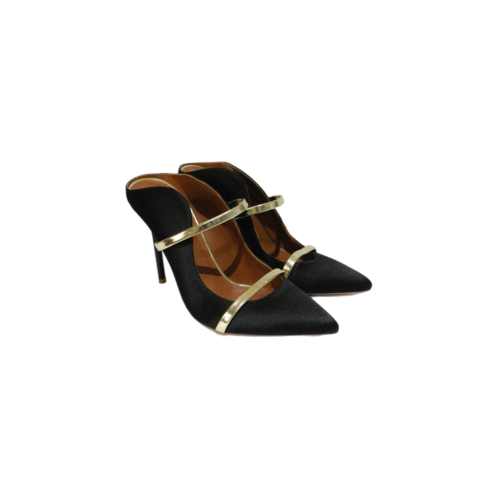 Malone Souliers Black & Gold Pumps