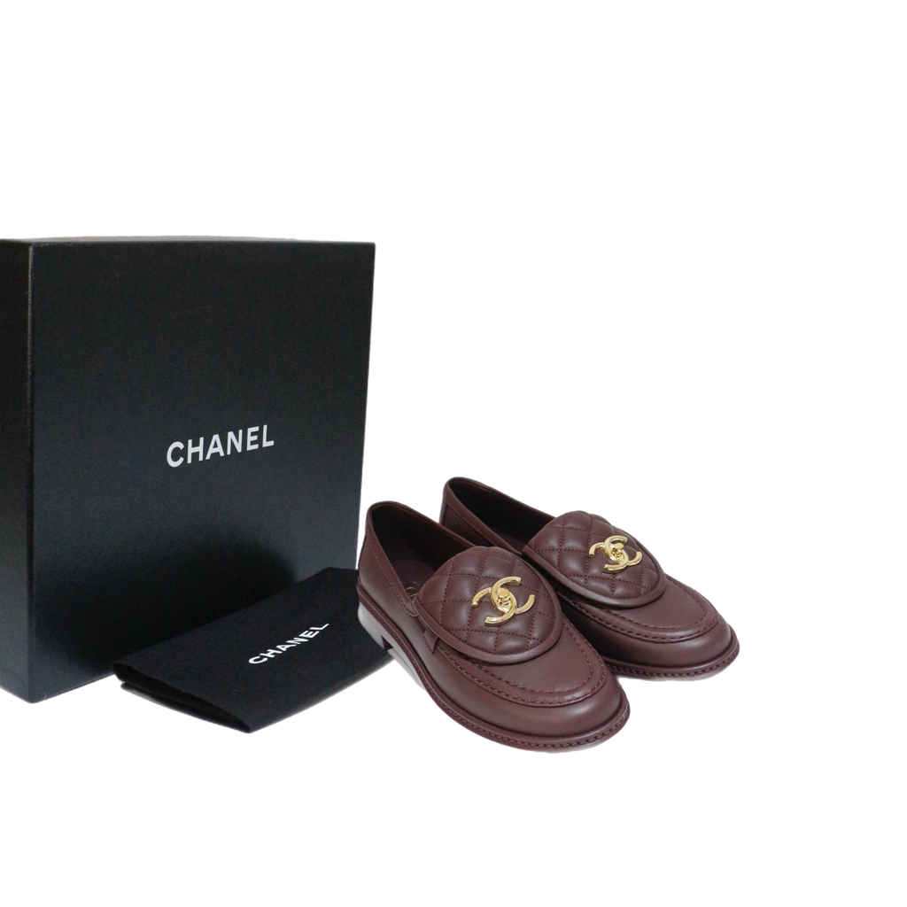 Chanel Burgundy Leather Mocasines