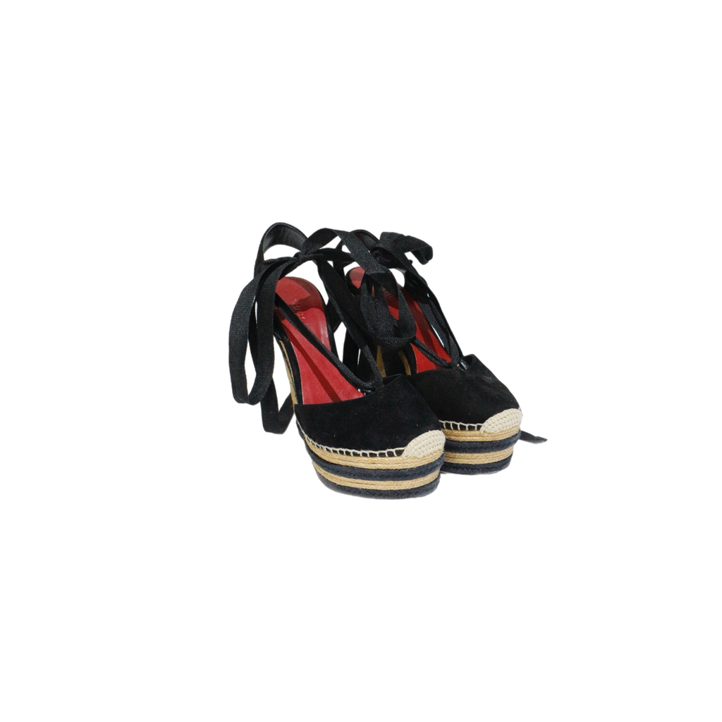 Gucci Black Suede Wedges