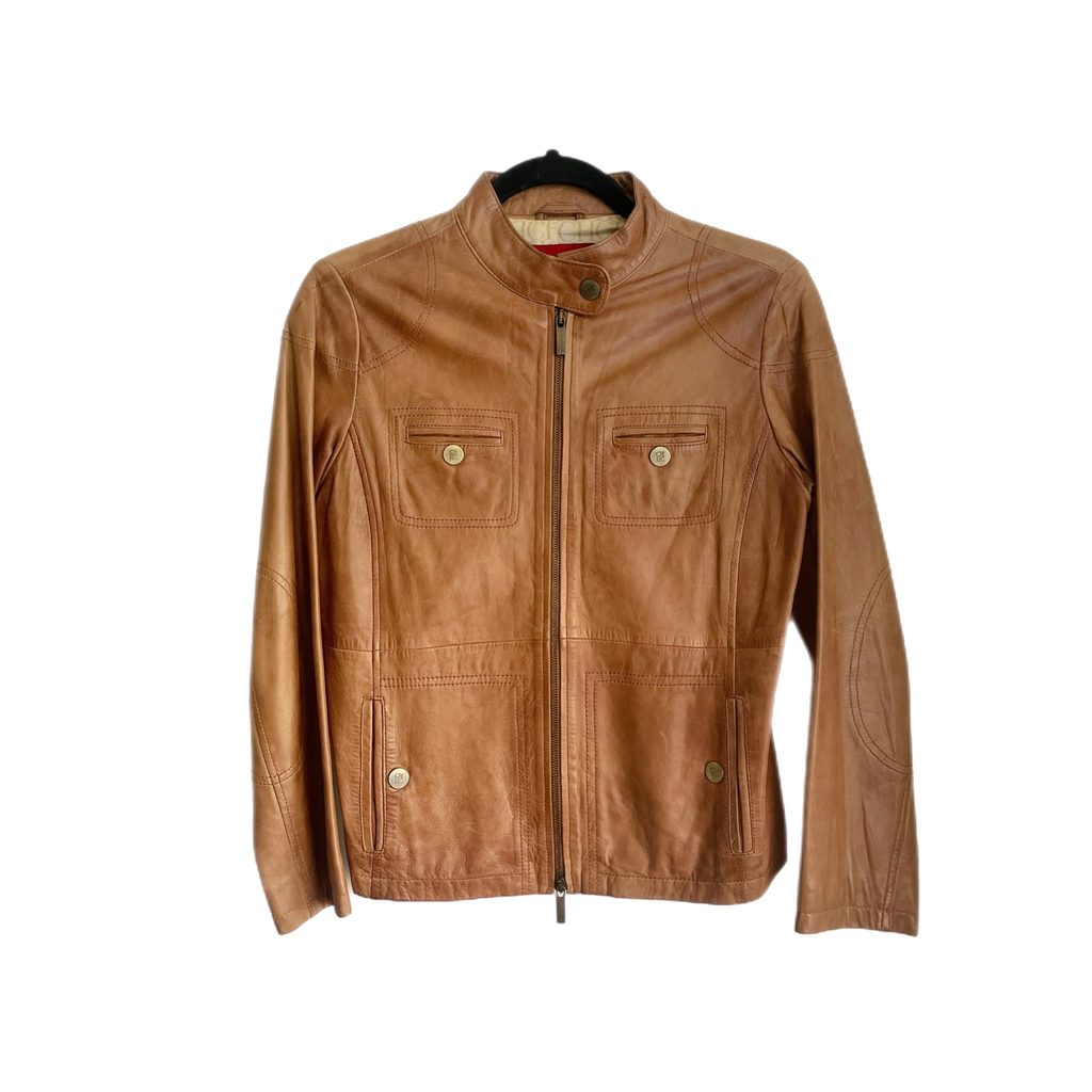 Carolina Herrera Camel Leather Jacket