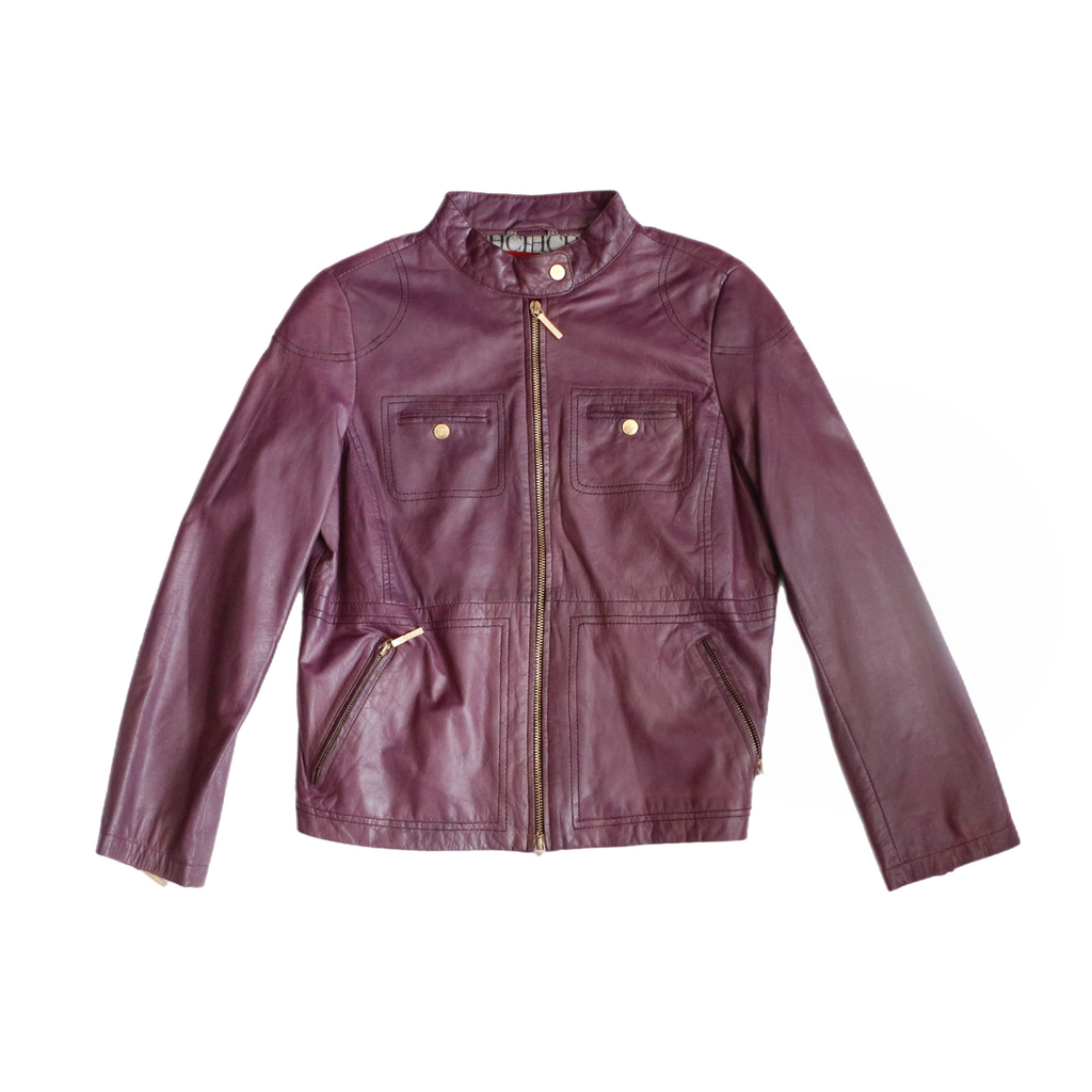 Carolina Herrera Purple Leather Jacket