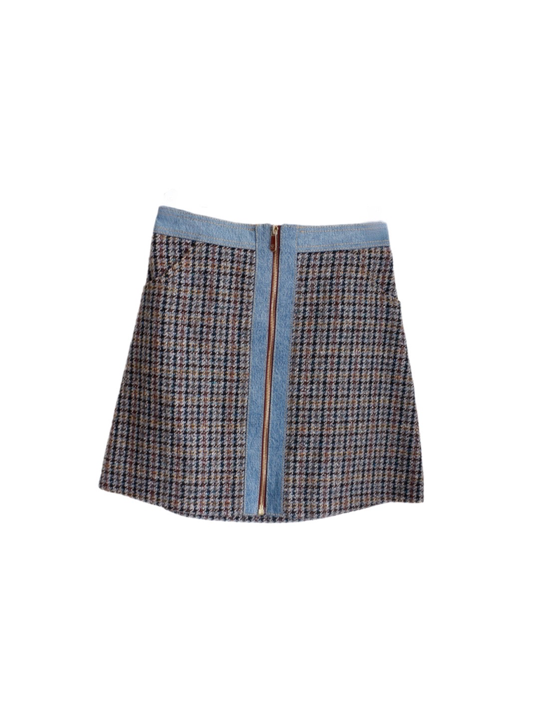 Sandro Tweed & Denim Skirt