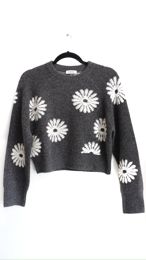 Sandro Floral Gray Sweater
