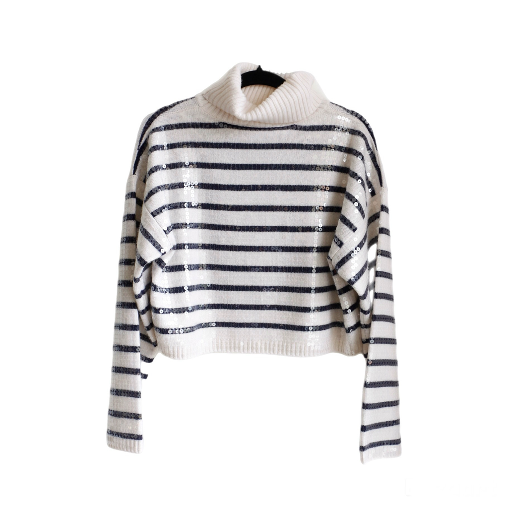 Sandro Sequins Striped Sweater