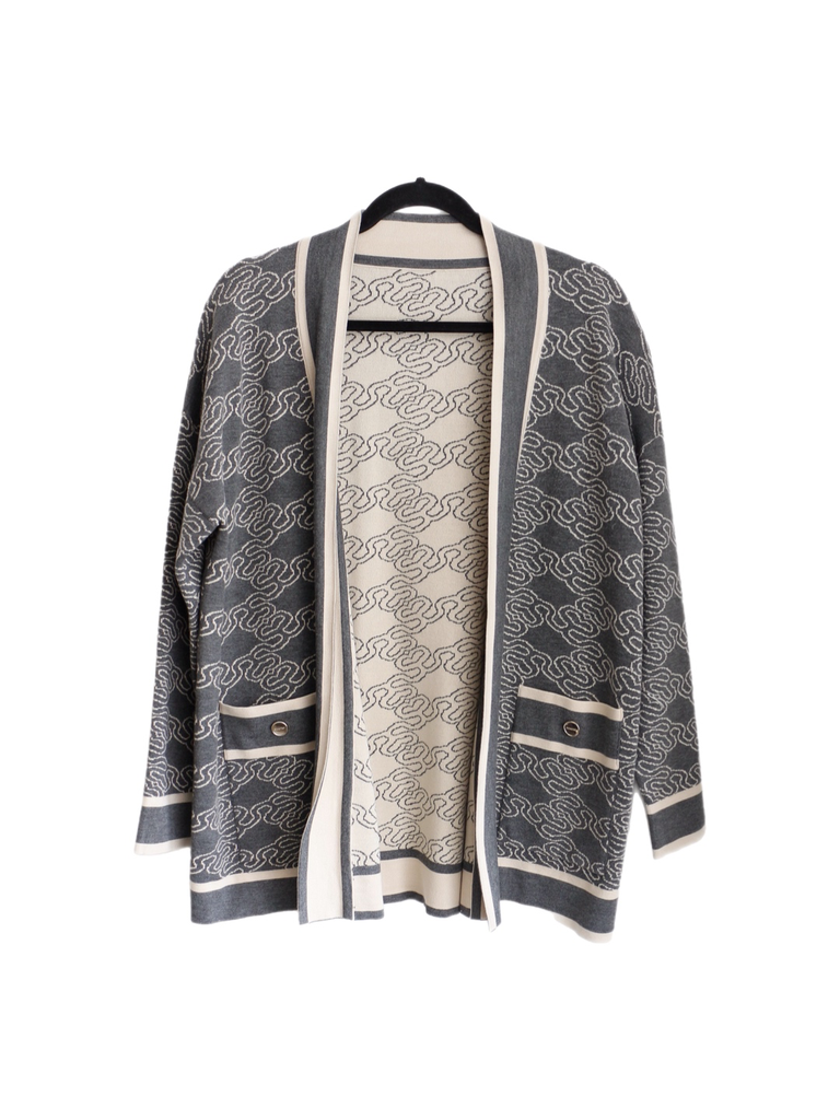 Sandro Gray Logo Reversible Cardigan