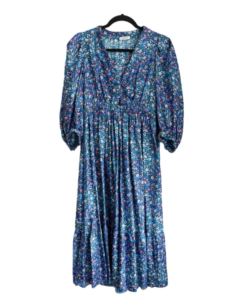 Sandro Blue Floral Print Dress