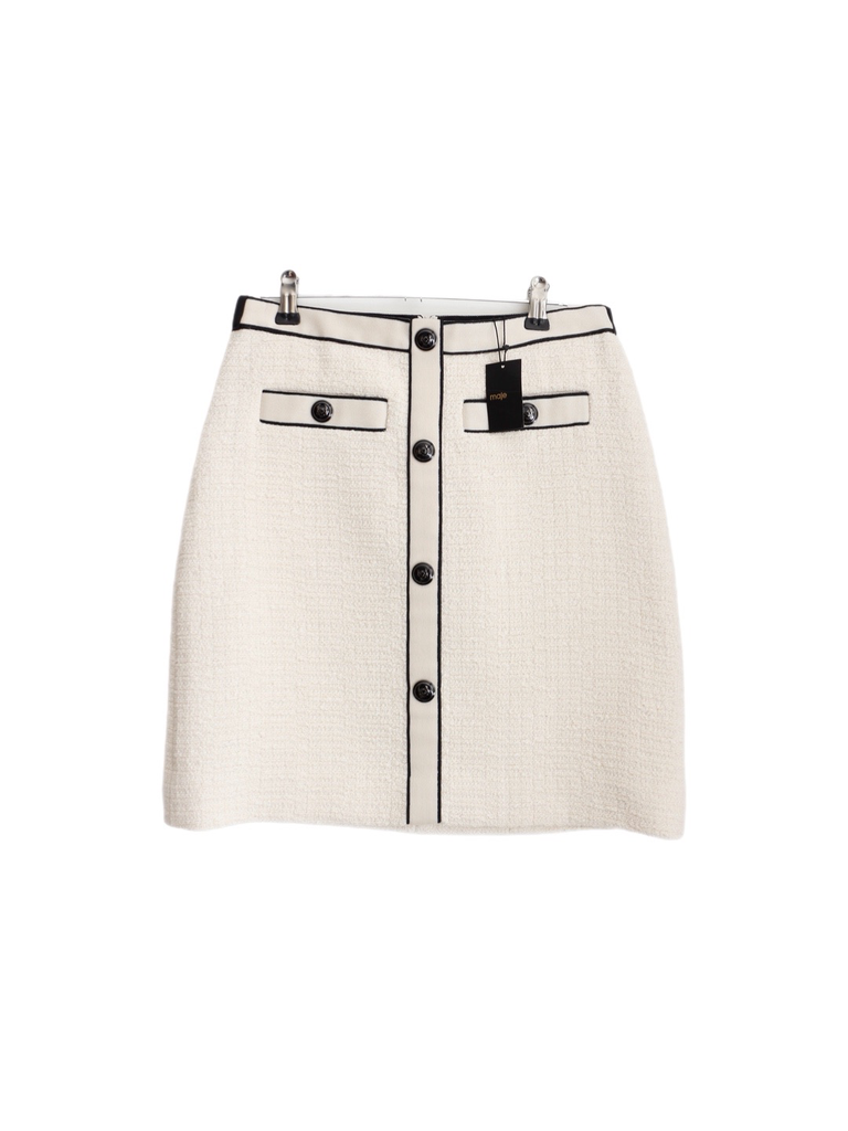 Maje Tweed Cream Skirt