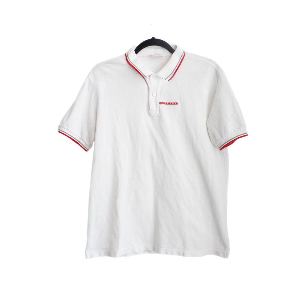 Prada White & Red Polo Shirt