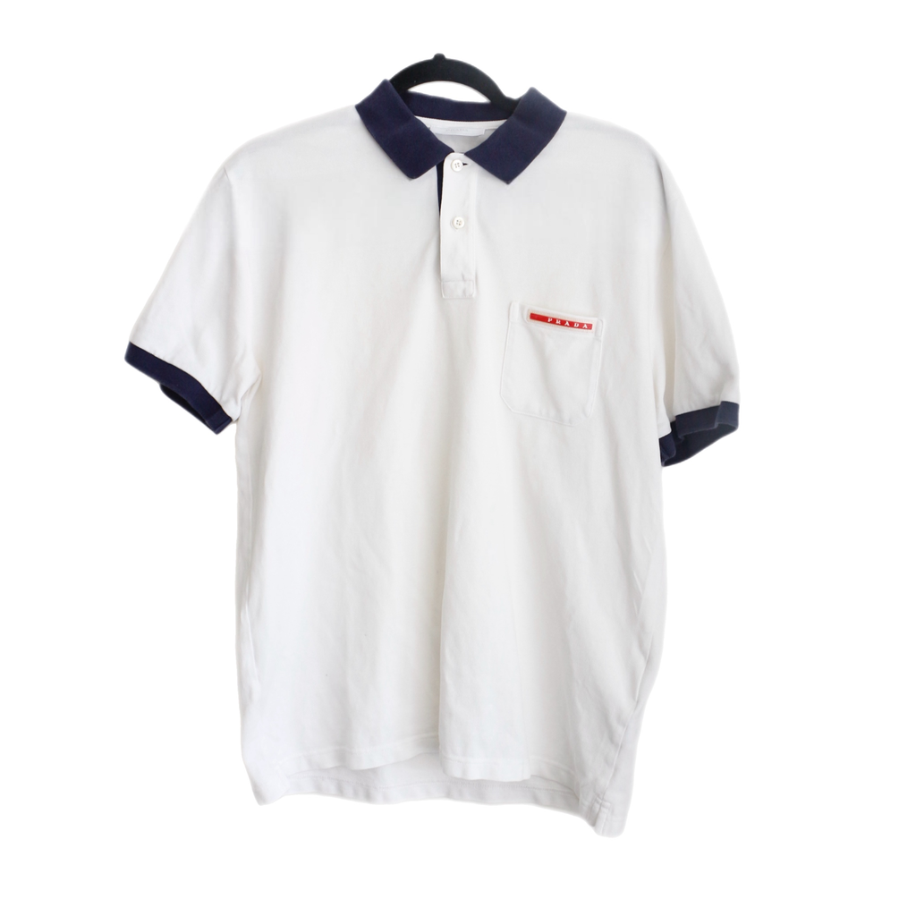 Prada White & Blue Polo Shirt