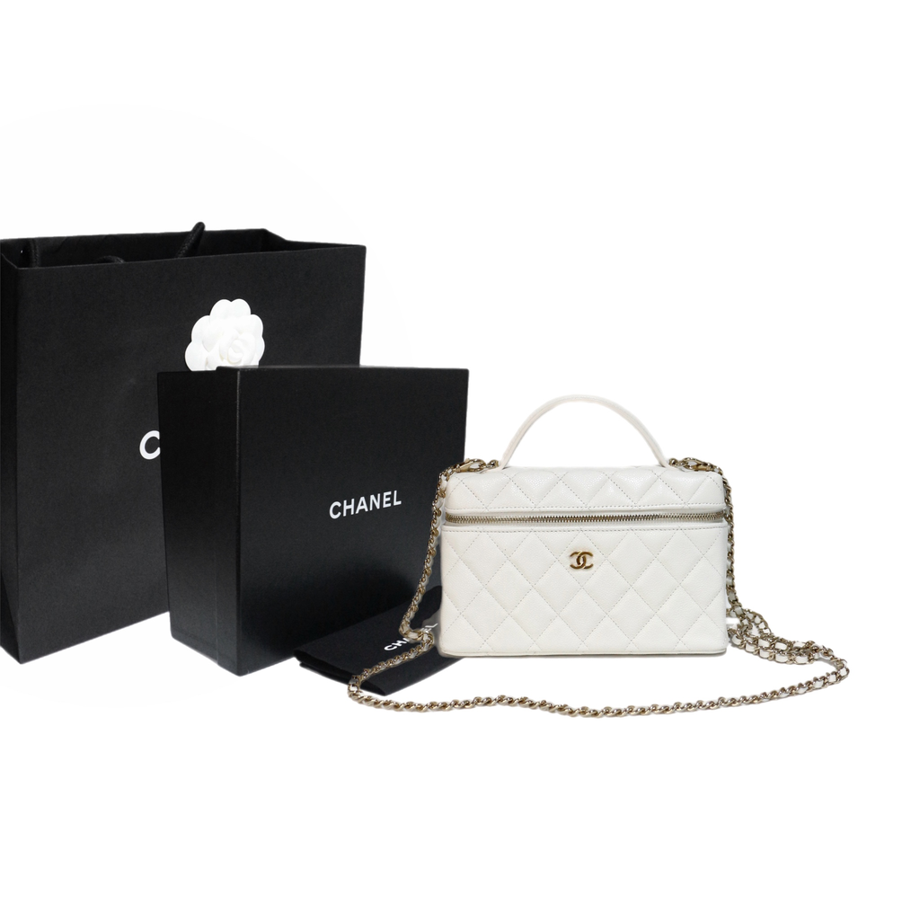 Chanel White Caviar Vanity Bag