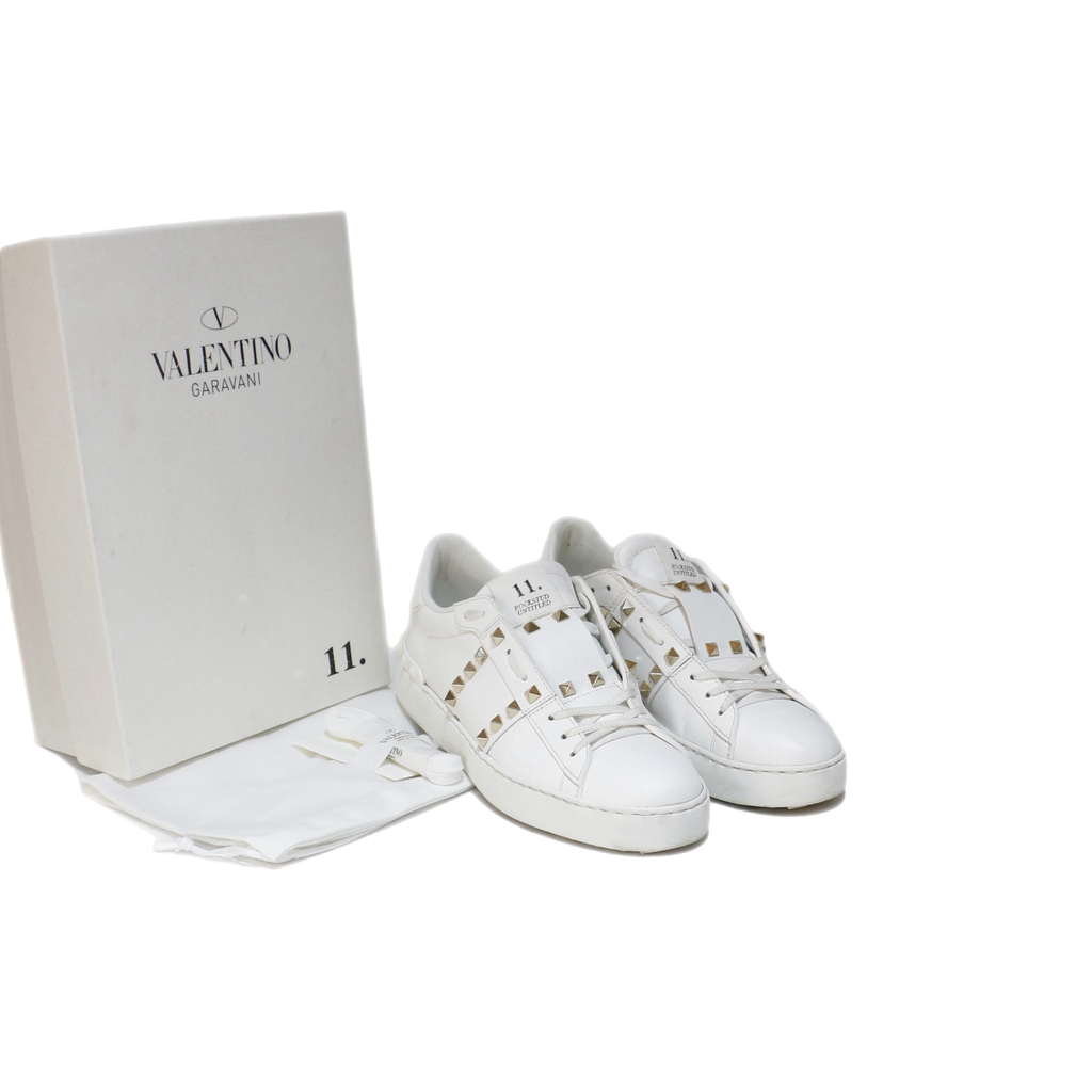 Valentino White Rockstud Sneakers