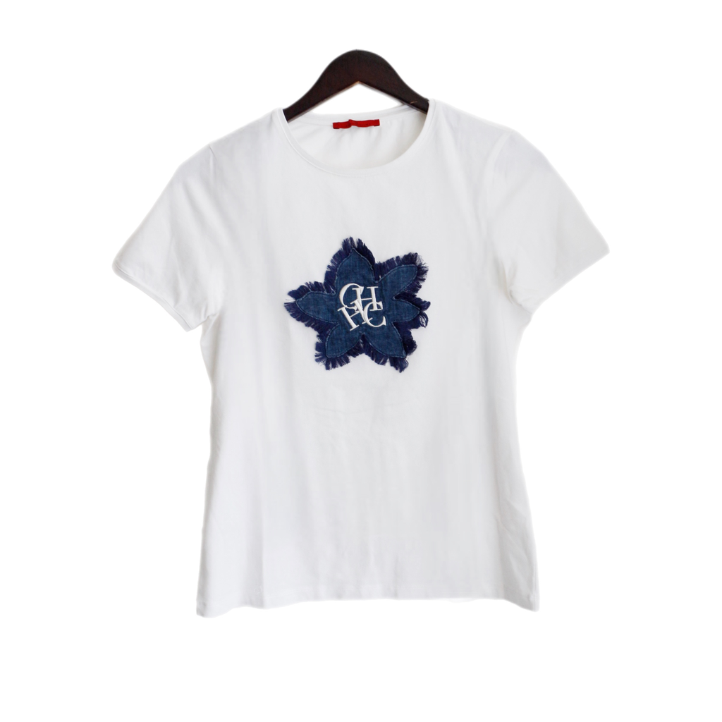 Carolina Herrera Denim Flower T-Shirt