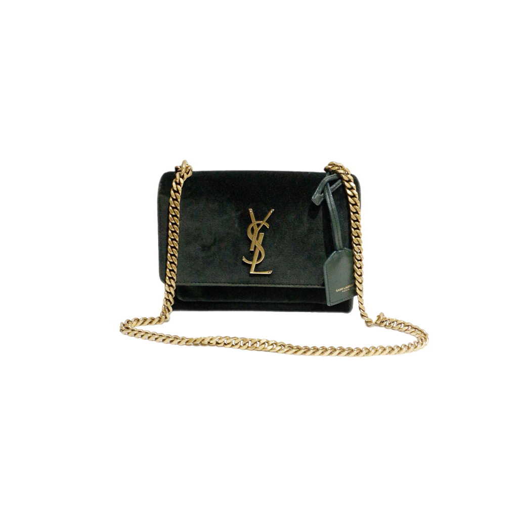 Saint Laurent Green Velvet Crossbody Bag