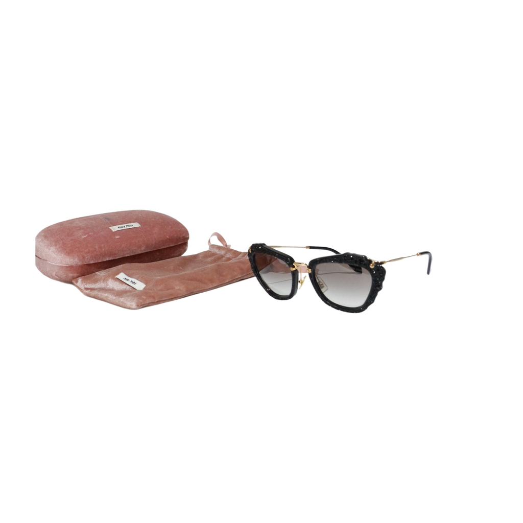Miu Miu Black Stone Embroidered Sunglasses