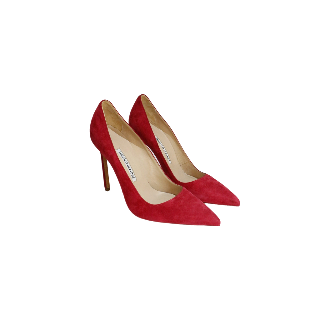 Manolo Blahnik Red Suede Pumps