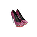 Brian Atwood Snake & Cheetah Print Purple Pumps