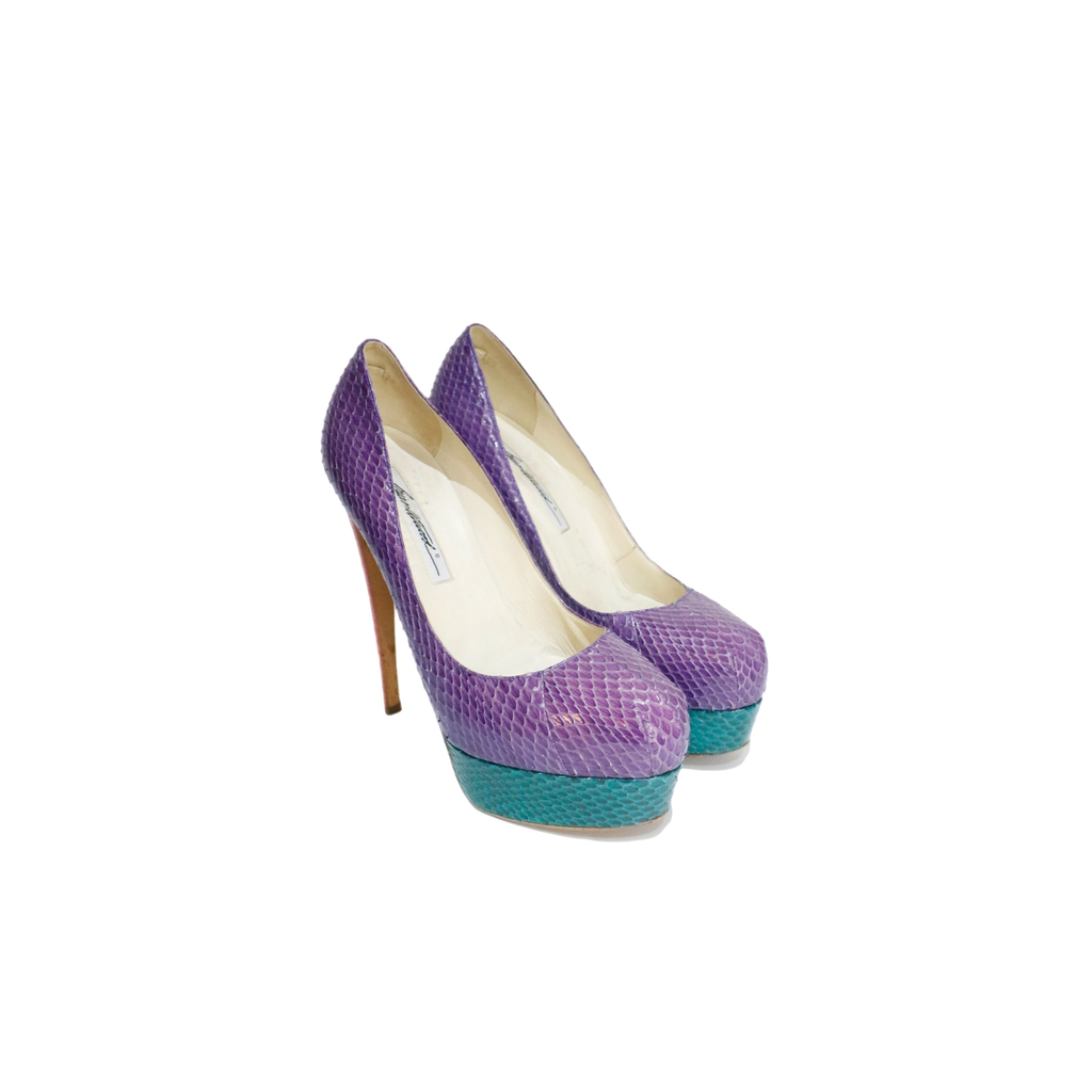 Brian Atwood Snake Print Tricolor Pumps
