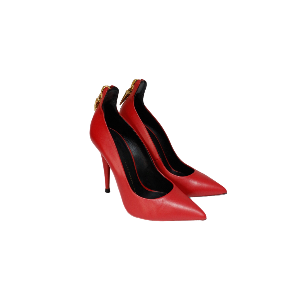 Guiseppe Zanotti Red Zipper Pumps