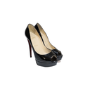 Louboutin Black Patent Peep Pumps