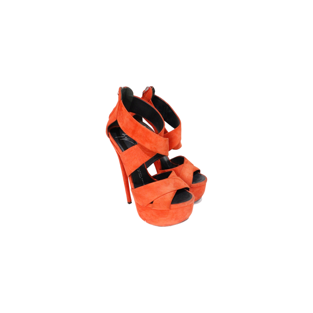Guiseppe Zanotti Orange Suede Pumps