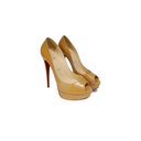Louboutin Patent Nude Peep Pumps