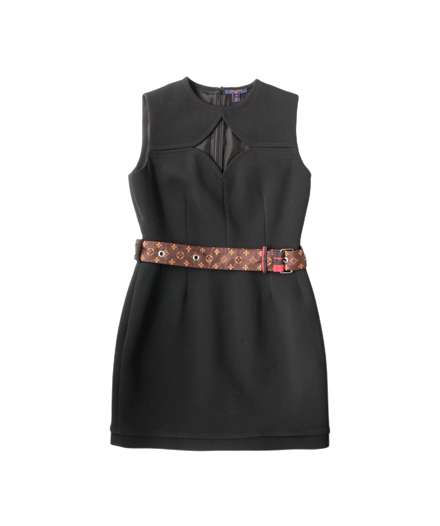 Louis Vuitton Black Dress with Monogram Belt