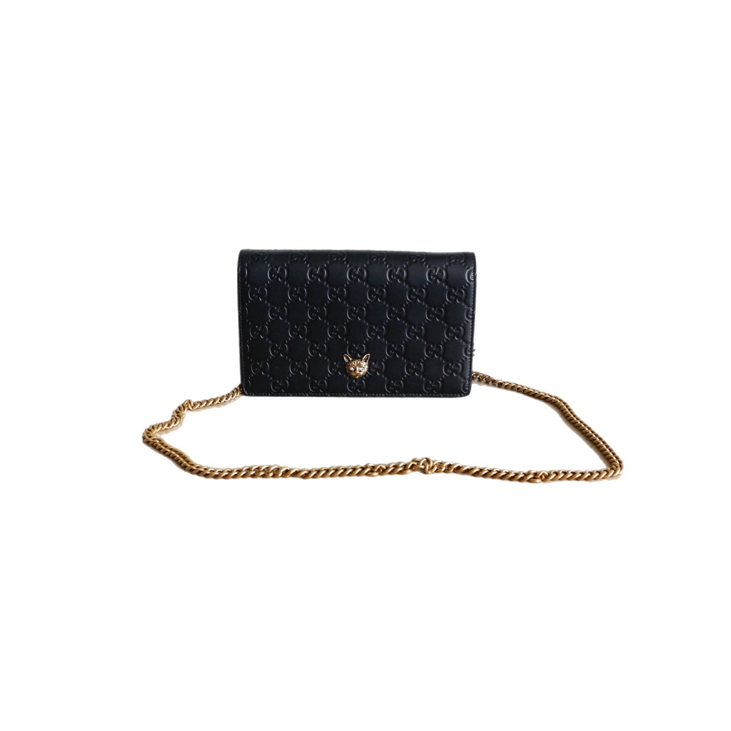 Gucci Guccissima Crystal Cat Wallet On Chain