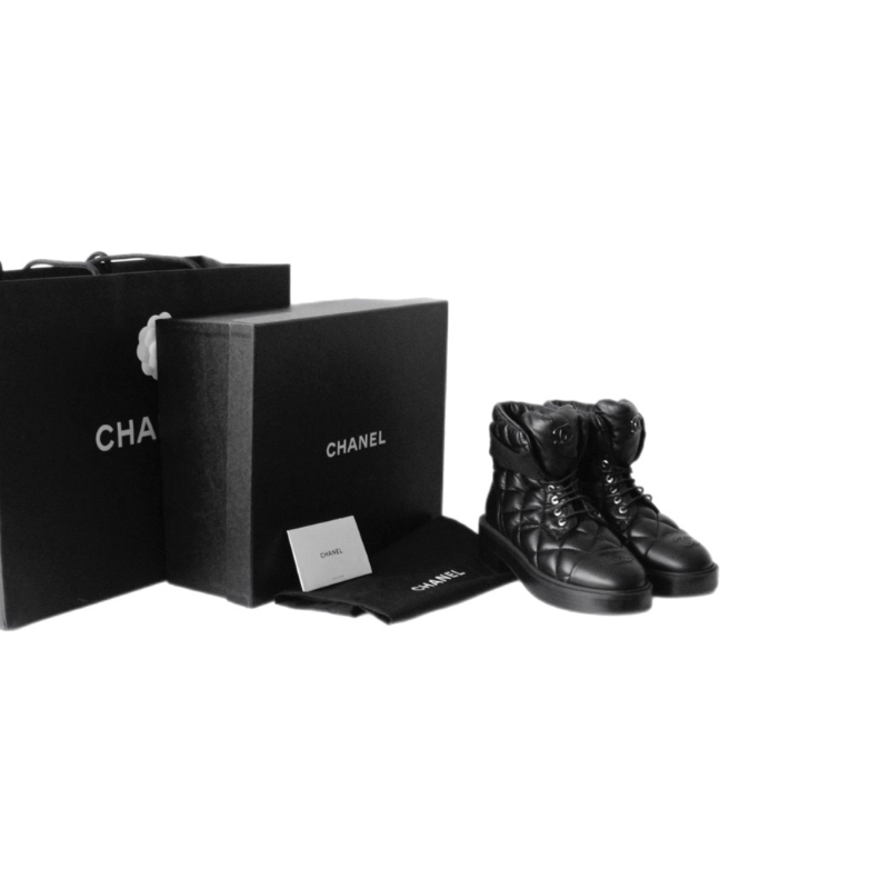 Chanel Interlocking CC Leather Boots
