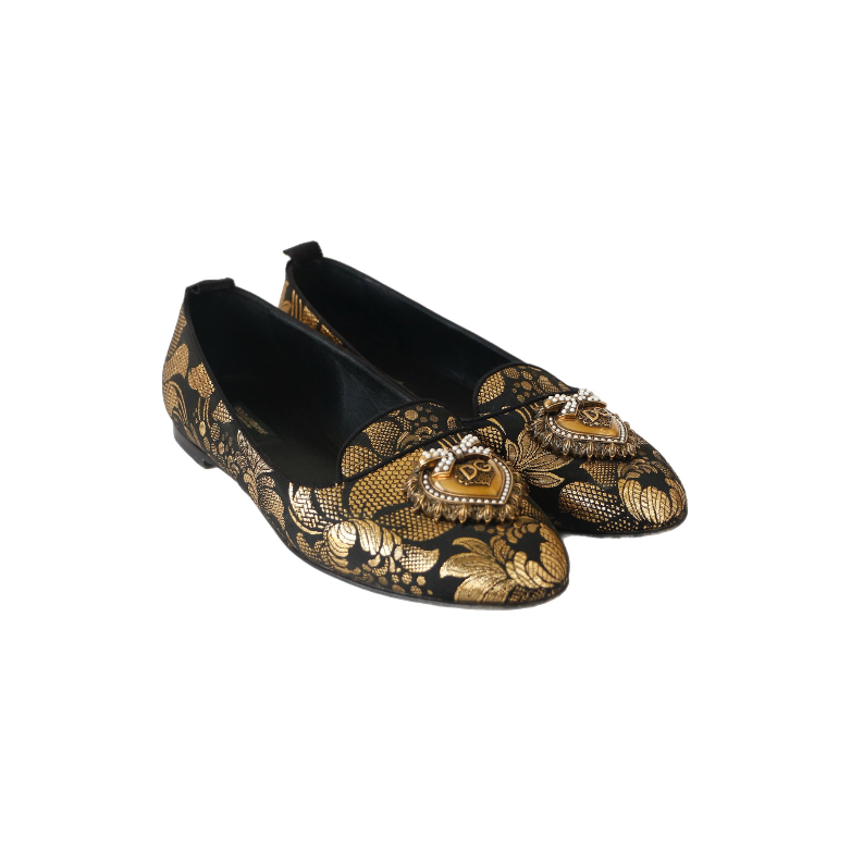 Dolce & Gabbana Devotion Gold Slippers