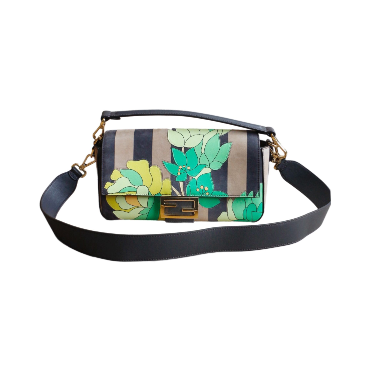 Fendi Flower Print Baguette Bag