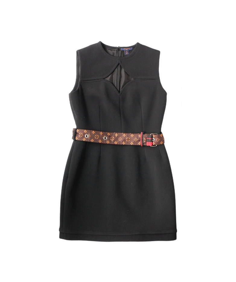 Louis Vuitton Black Dress with Monogram Belt