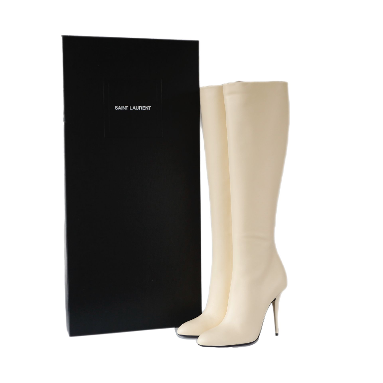 Saint Laurent White Leather Boots