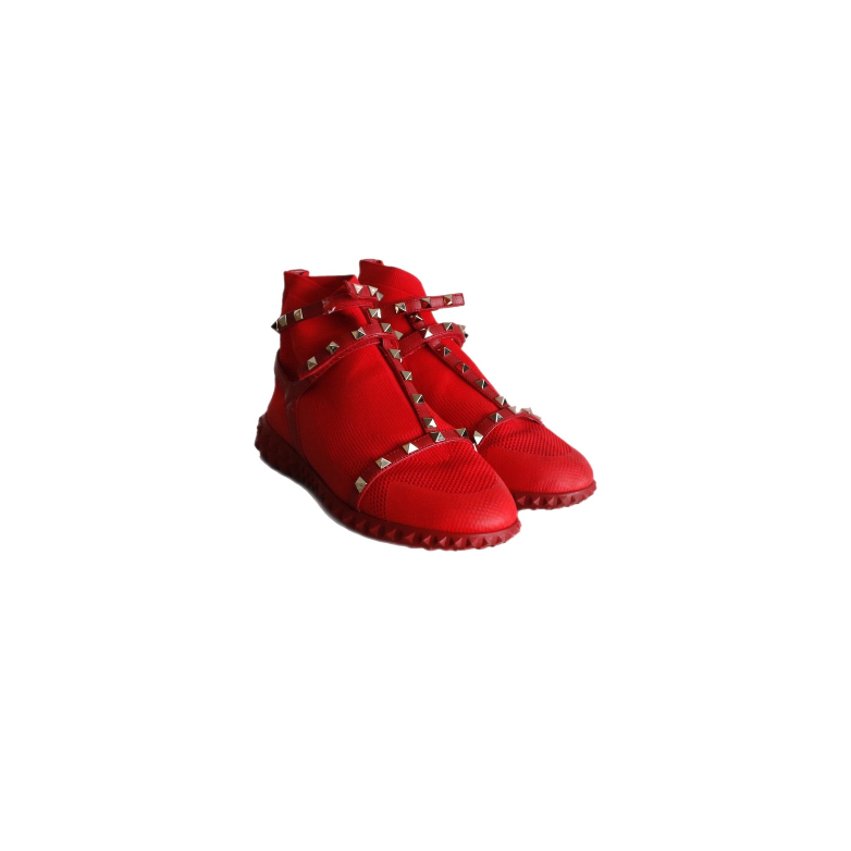 Valentino Rockstud Red Sock Sneakers
