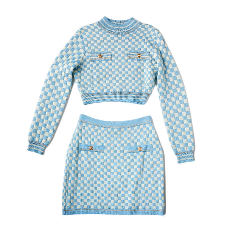 Versace Blue Check Set