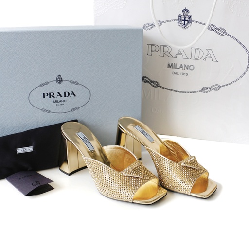 Prada Gold Crystal Sandals